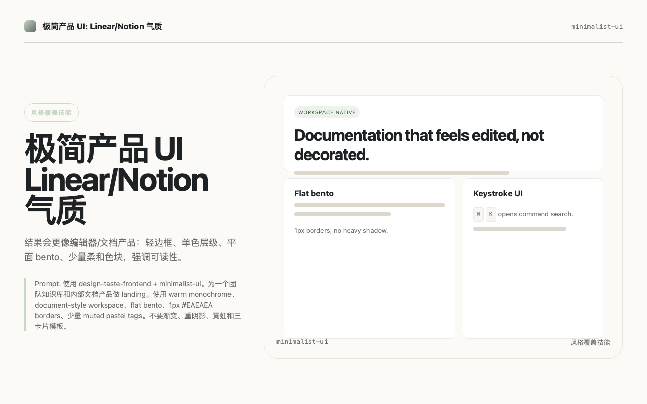 极简产品 UI: Linear/Notion 气质